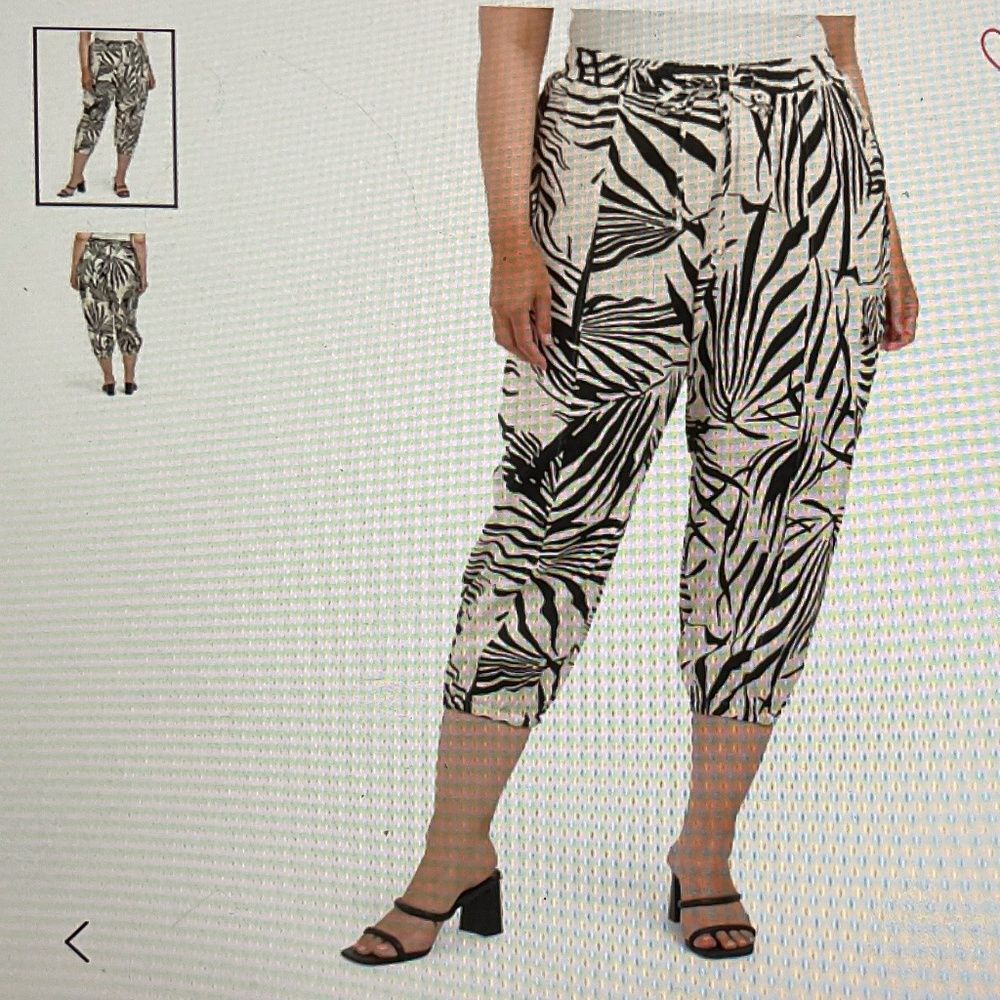 Rachel Zoe Plus Linen Blend Drawstring Cargo Joggers Size 1X Black/Khaki - Picture 10 of 11